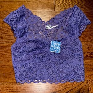 Free People Scalloped Edge Top Purple
